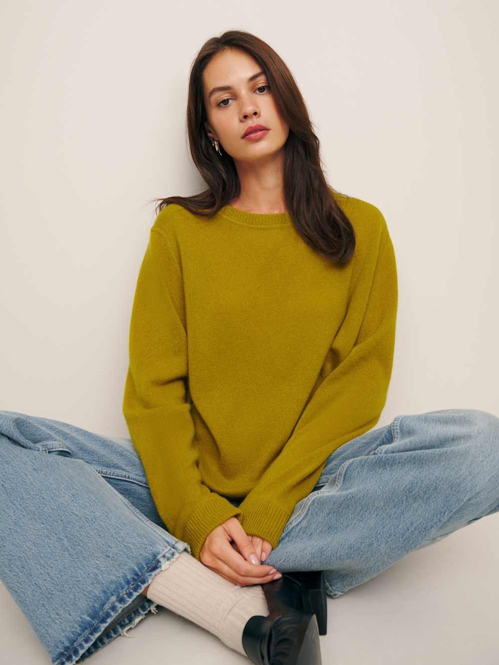 Reformation Recycled Cashmere Boyfriend Sweater | Topaz | Small